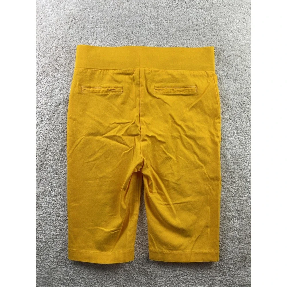 Passports Shorts Womens Medium Yellow Bermuda Stretch Rayon Blend Pockets Summer